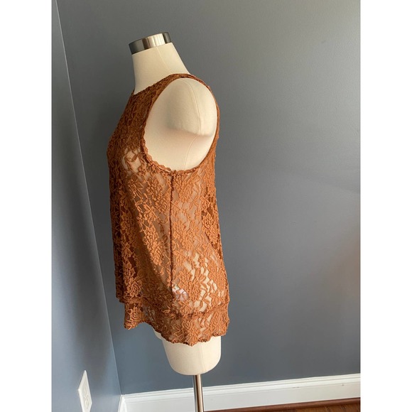 Brown sheer lace tank top - Picture 5 of 7
